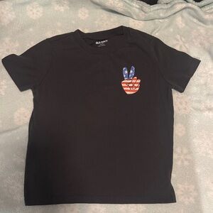 Old Navy Black Kids Tee with American Flag Peace Sign